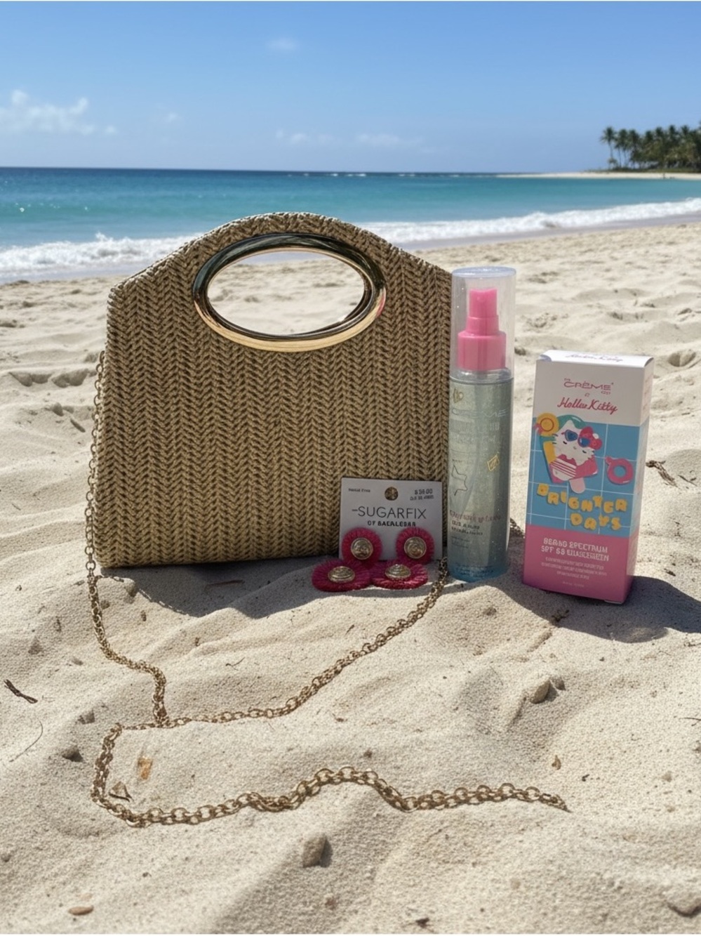GET READY BUNDLE Woven bag with the Creme shop and earrings